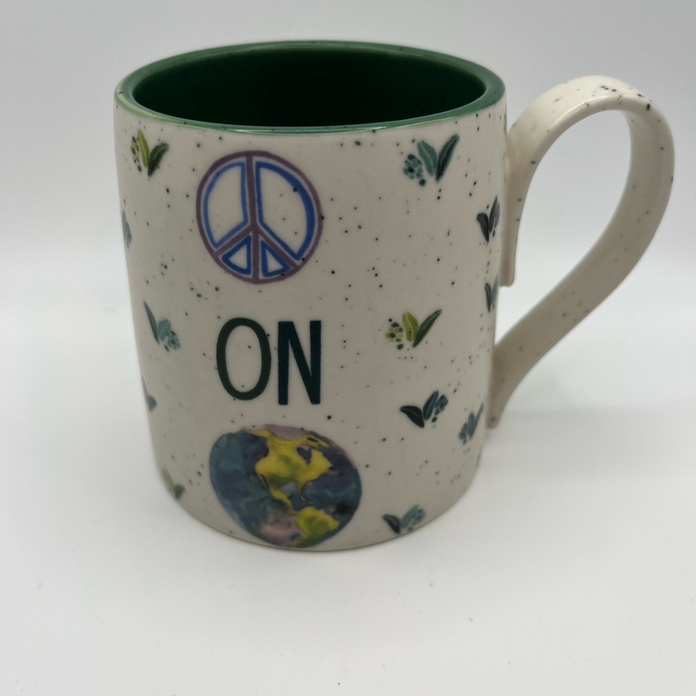 Anthropologie Peace on Earth Ceramic Mug
